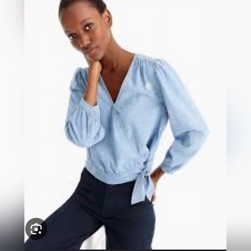J. Crew Sky Blue Wrap Blouse
